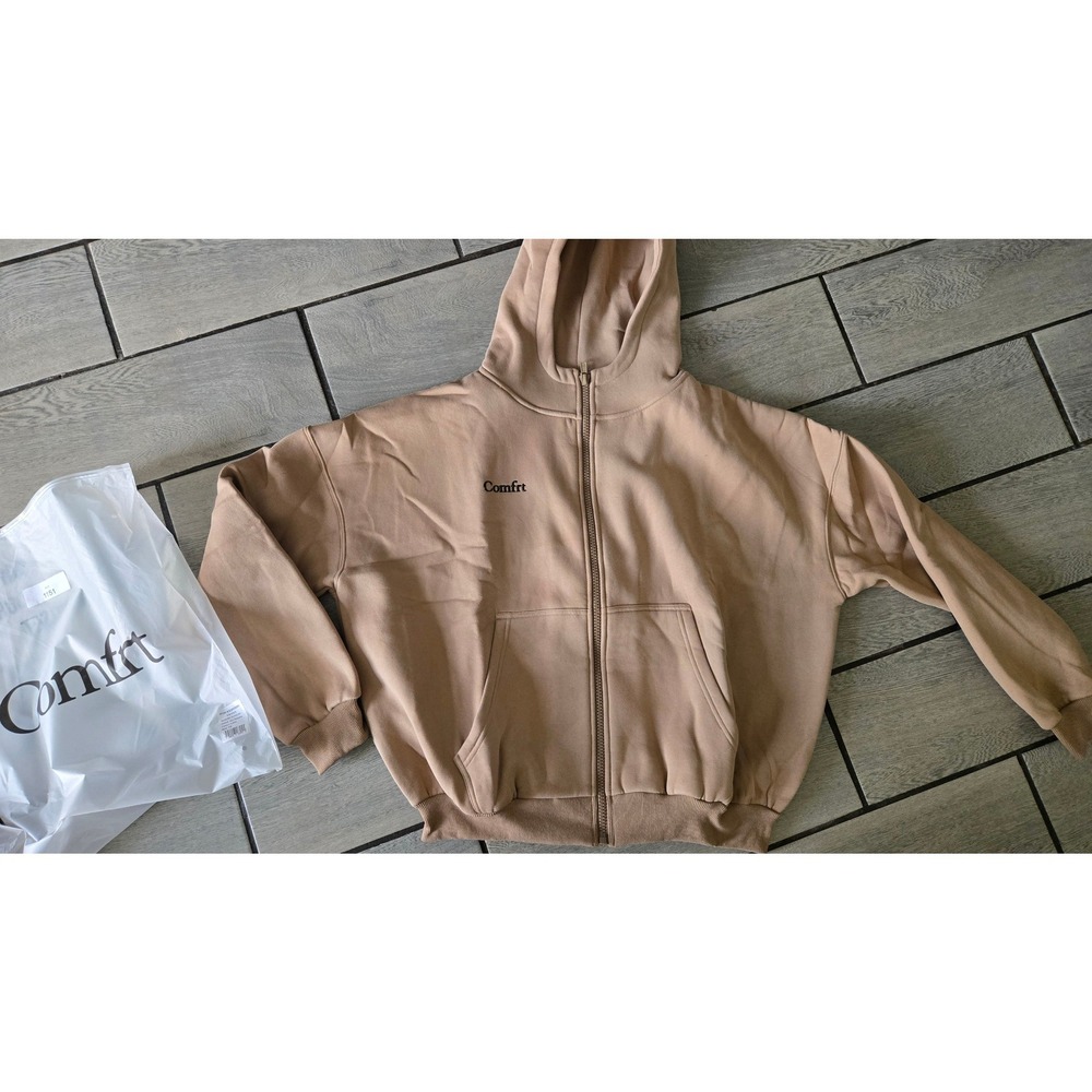 Comfrt Cloud Zip Hoodie Latte Tan Oversized Sweatshirt KJH U20 XS